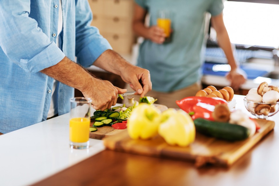 Man prepares a heart-healthy meal